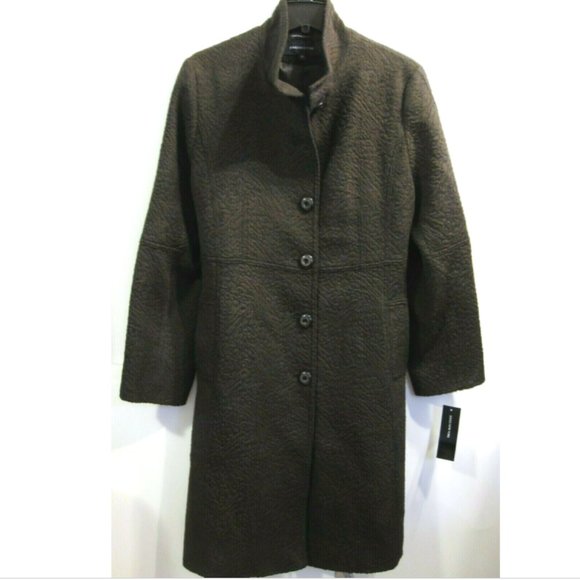 Jones New York Women's Long Winter Wool Coat Size 16 Brown - Picture 1 of 6